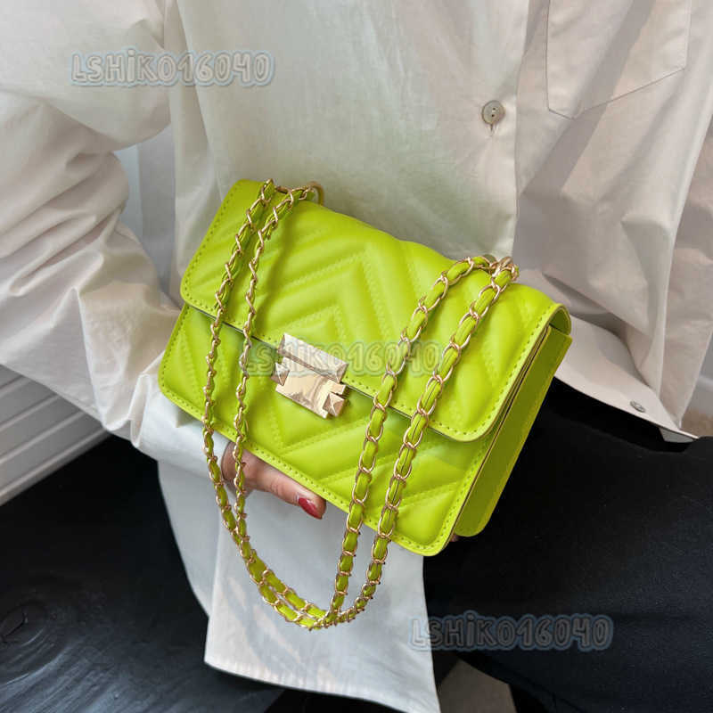 Bag Female Fashion Messenger Bag Red Super Fire Candy Color Chain Small Square Bag Small Crowd Stripe Messenger Bag Tide H250804