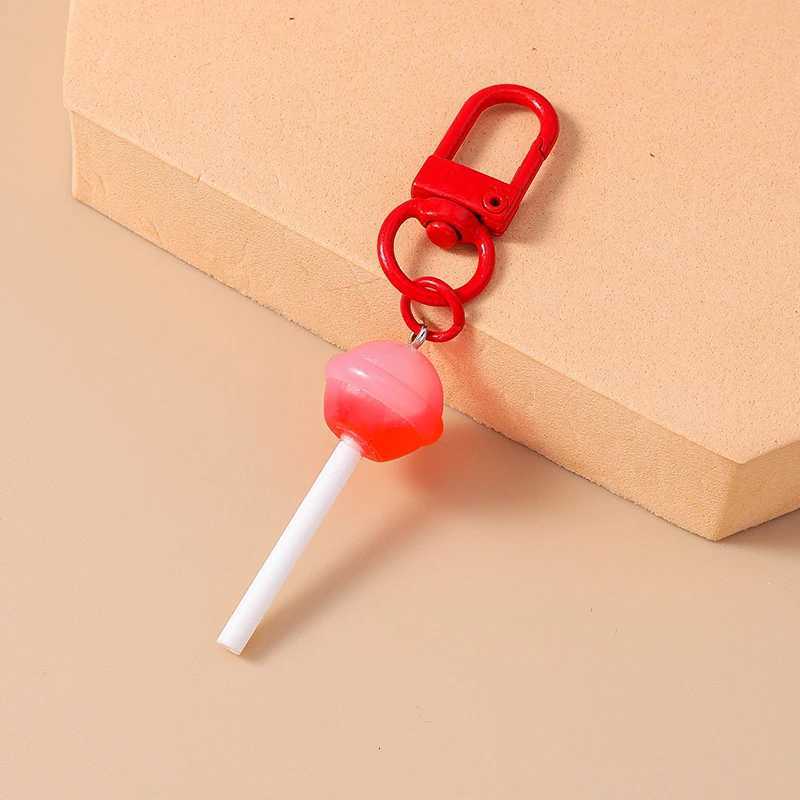 Cute Resin Candy Lollipop Keychain Mini 3D Simulation Food Key Rings for Women Girls Handbag Pendant DIY Kids Jewelry Gifts G250802