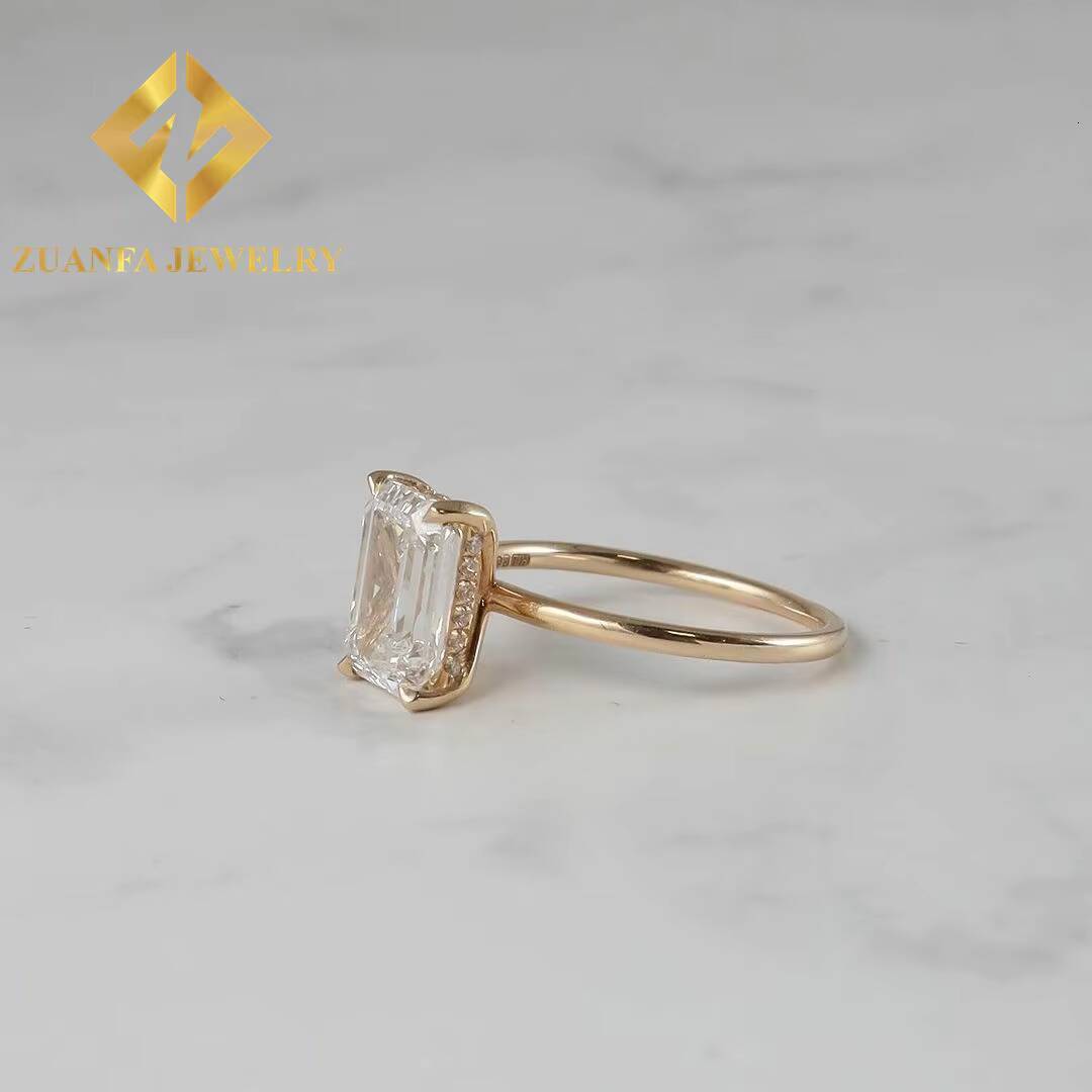 Emerald Cut Lab Diamond Engagement Rings 10K 14K 18K Solid Gold Elegant 4carats Diamond Wedding Rings for Women