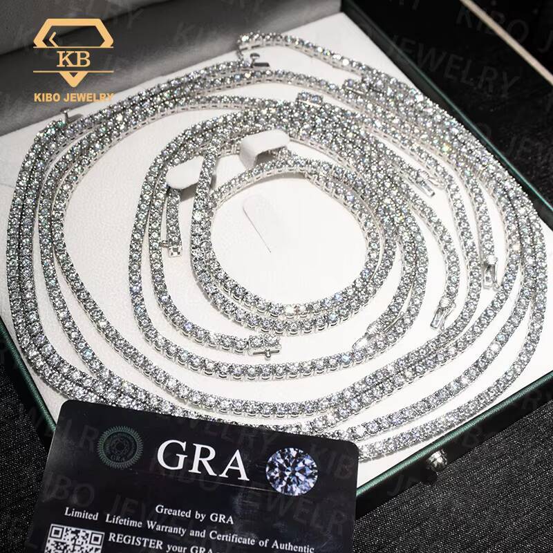 Hip Hop Chains Wholesale Tennis Jewelry Iced Out Gold Plated 925 Sterling Silver 3 4 5 MM VVS Moissanite Tennis Necklace Chain