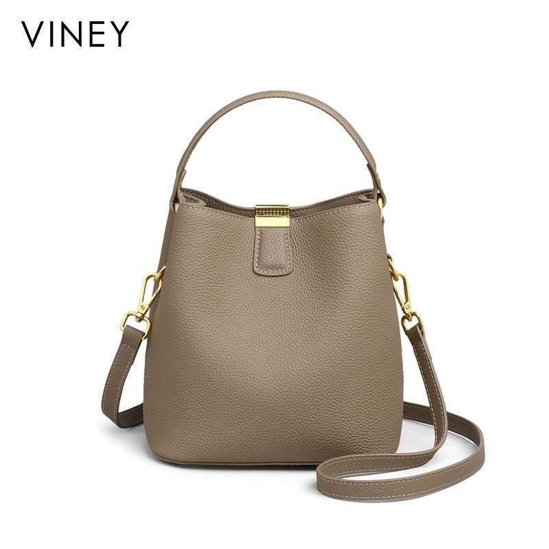 VINEY Bucket 2025 New Summer Messenger Genuine Leather Female High-end Commuter Bag Handbag
