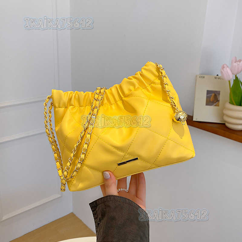 Soft Leather Large Capacity Fashion Pleated Chain Shoulder Bag 2025 Summer New Stylish Casual Bag Drawstring Crossbody Bag H250804