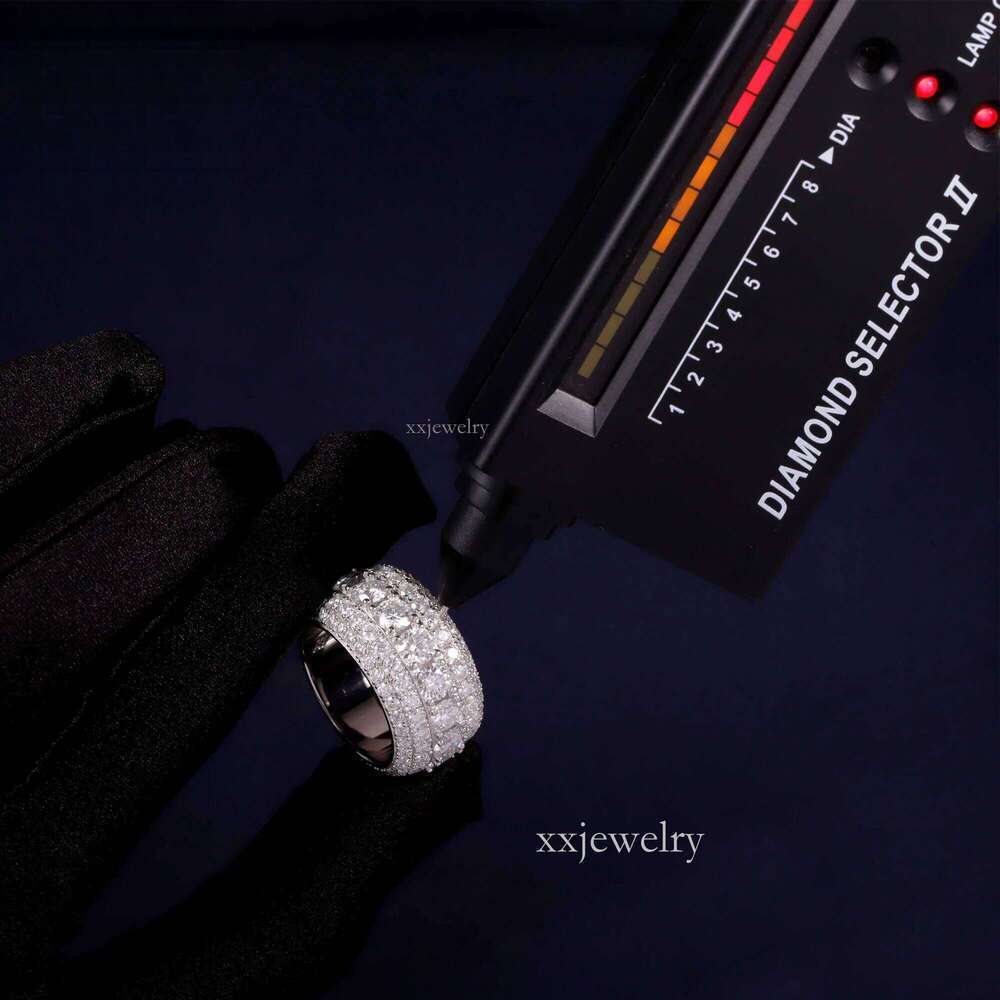 Full iced out Fine Jewelry Sterg Sier Hip Hop For Men VVS Moissanite Dia Cuban Ring
