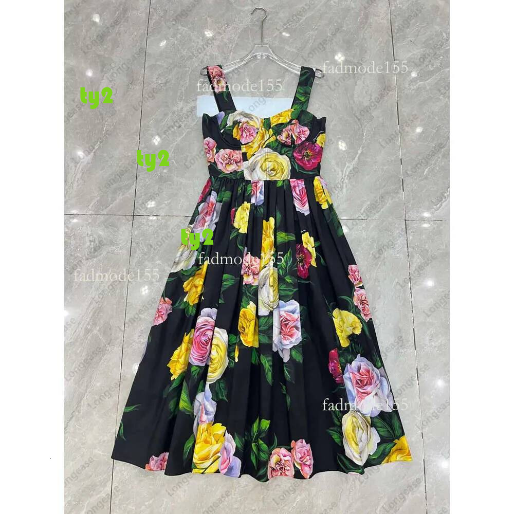 Summer party birthday cotton peonies print gathered waist sleeveless midi dress womens designer clothing dresses for woman2025