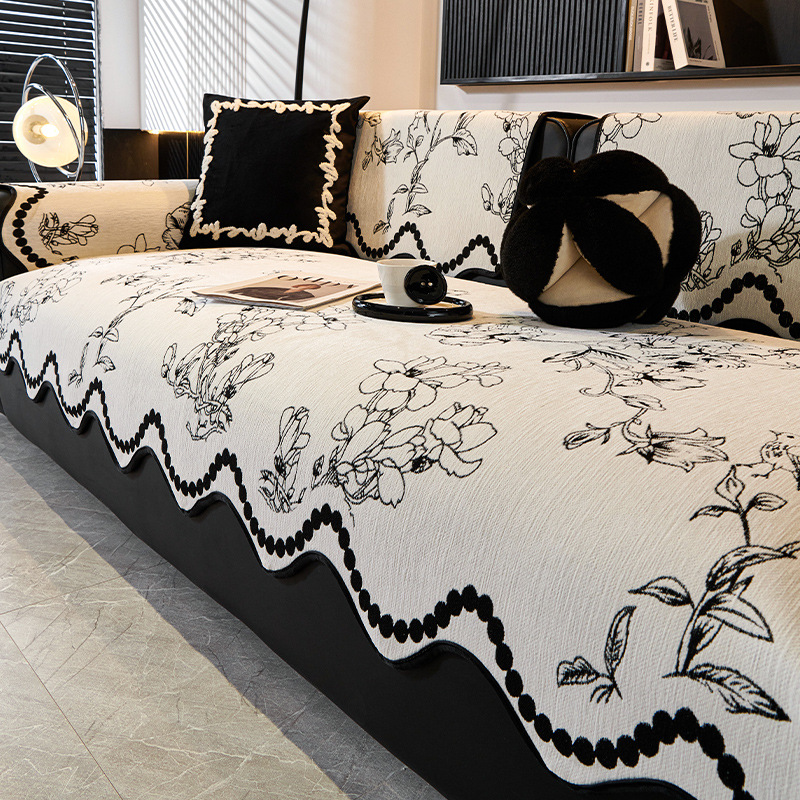 Designer Sofa Covers Blanket Non-Slip Sectional Couch Covers Luxury L Shape Resistant Sofa Slipcover for Furniture Bed Couch Sofa Chenille