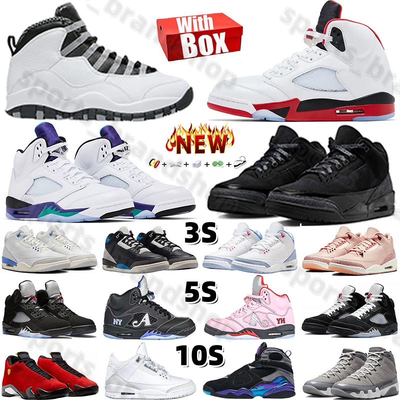 Basketball shoes With Box 3s 5s Sport shoes Fashion Sports White Black Metallic Red Grape Blue Pure Money Steel 9s 14s 8s 10s Mens Womens shoes Top quality trainers