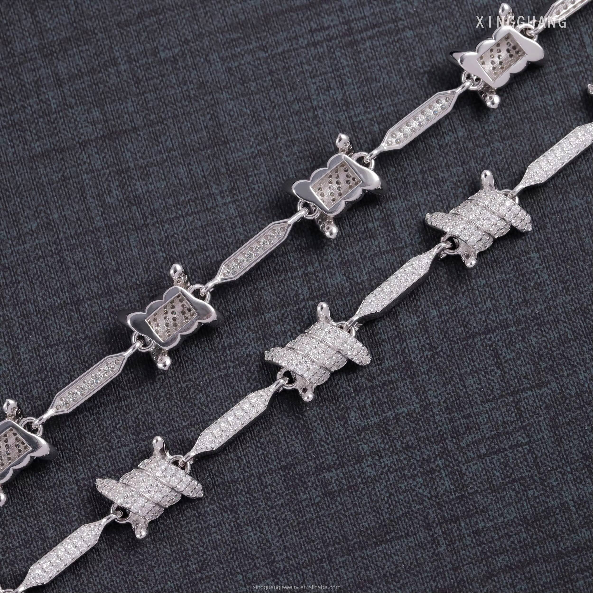 New Design 925 Silver Hip Hop Iced Out Cuban Link Bracelet With Moissanite Diamond Pass Diamond Tester Moissanite Bracelet