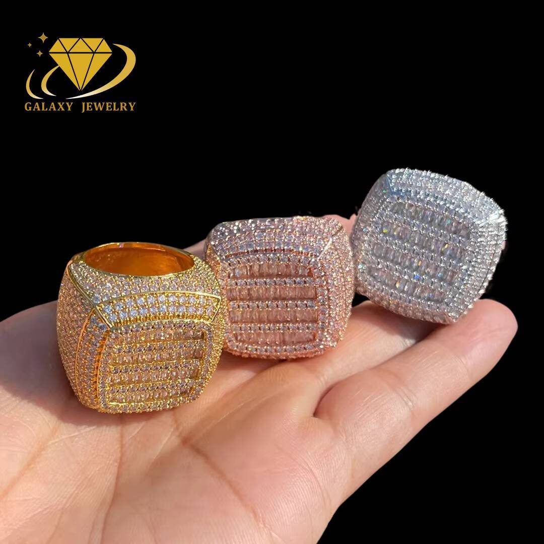 Custom Hip Hop Fine Jewelry Mens Iced Out Ring 925 Sterling Silver Real Vvs Moissanite Diamond Champion Ring for Men