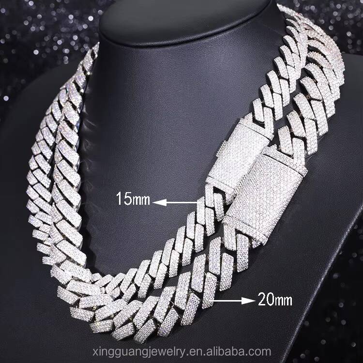Pass Diamond Tester GRA Moissanite Diamond 6-20mm Width 925 Sterling Silver Cuban Link Chain for Rapper Hip Hop Necklace