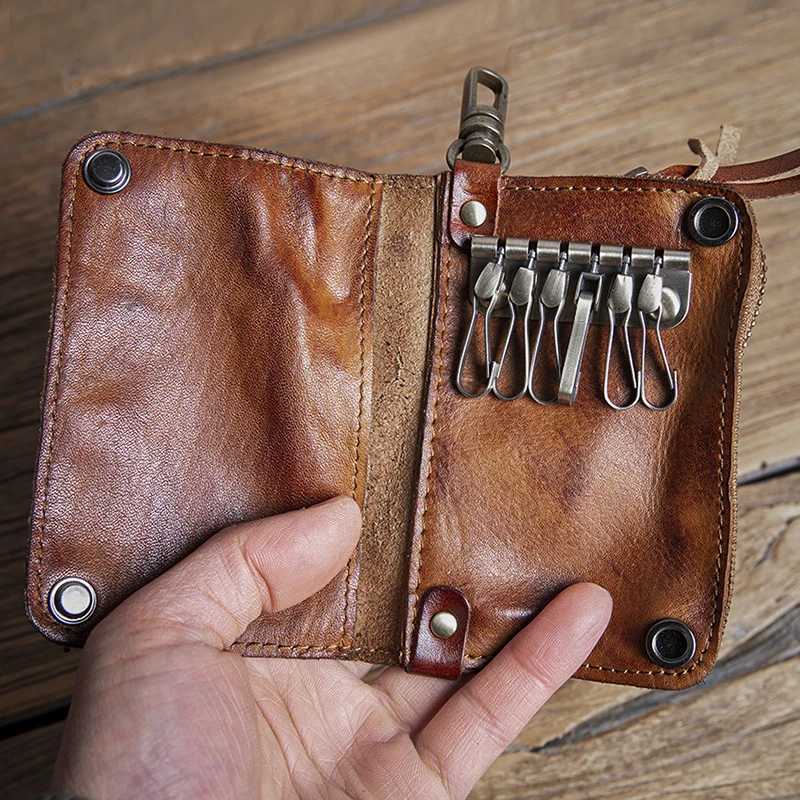 GURO High Quality Genuine Leather Key Bag for Men and Women Waist Hanging Car Key Case Organizer Multifunctional Card Holder Coin Purse G250802