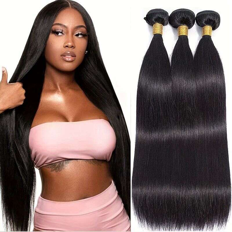 3Pcs Brazilian Human Straight Closed Hair Bundle Spring Three-Piece Combination Set synthetic