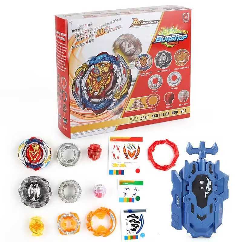 Bey Burst DB B-201 Zest Achilles Customized Set Blade Toy Gyro Spinning Top Metal Battle with Launcher for Kids Children Boys Y250804
