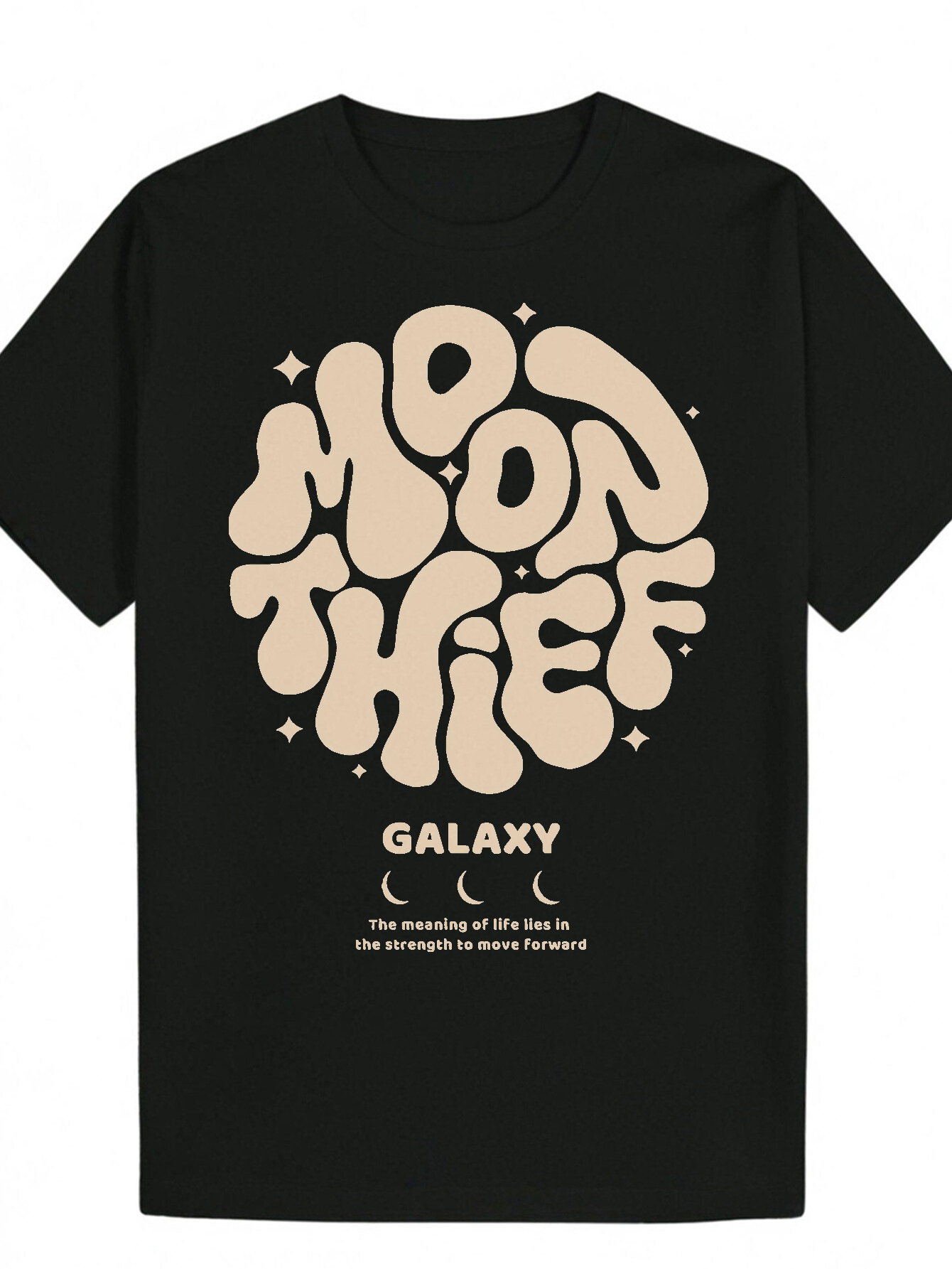 Men's Casual Polyester T-Shirt with Design - Summer Series, Round Neck, Short Sleeve, Regular Fit, Moon Phase Decoration 12e5e