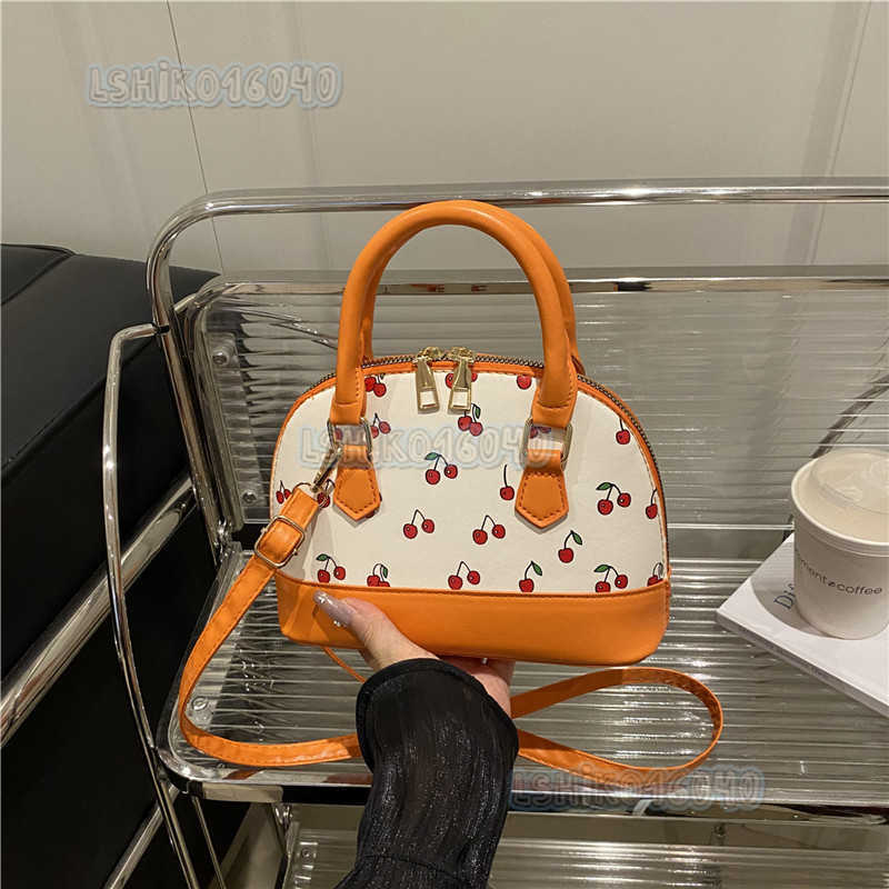New Trendy Girl Handbag Fashion Commuter Cherry Pillow Bag Niche Printed Texture Shoulder Bag Underarm Bag H250804