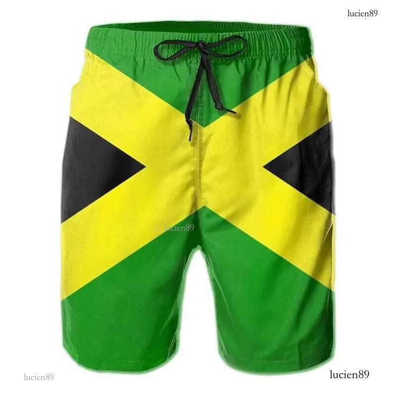Mens 3D printed Jamaican flag swim trunks fashionable summer Jamaican beach surfboard shorts quick drying gym shortsXJ250407