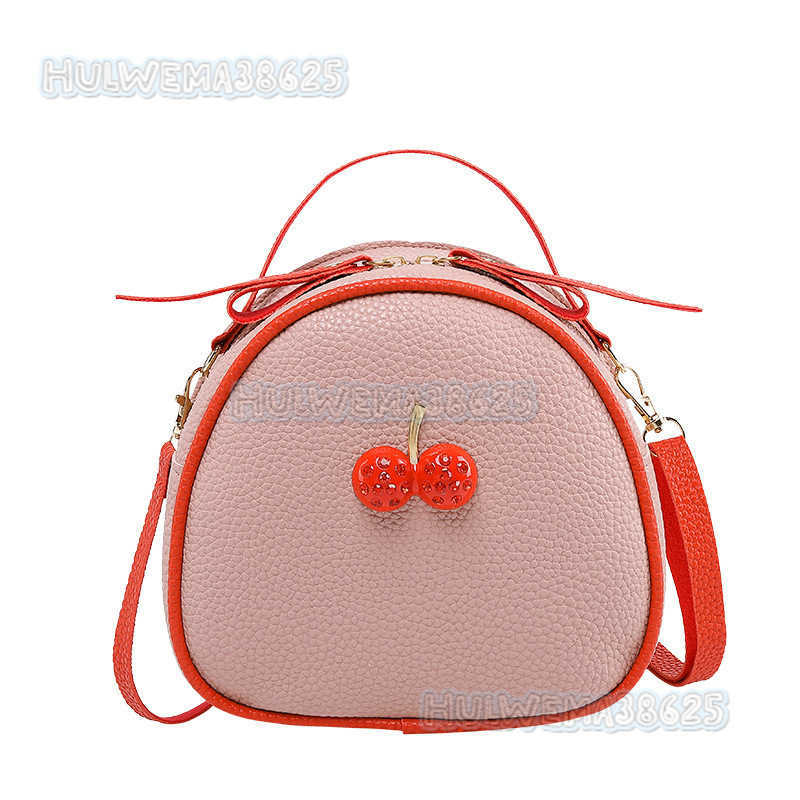 Style Lychee Pattern Color-block Cherry Small Backpack 2025 Summer New Womens Single Shoulder Crossbody Phone Bag H250804