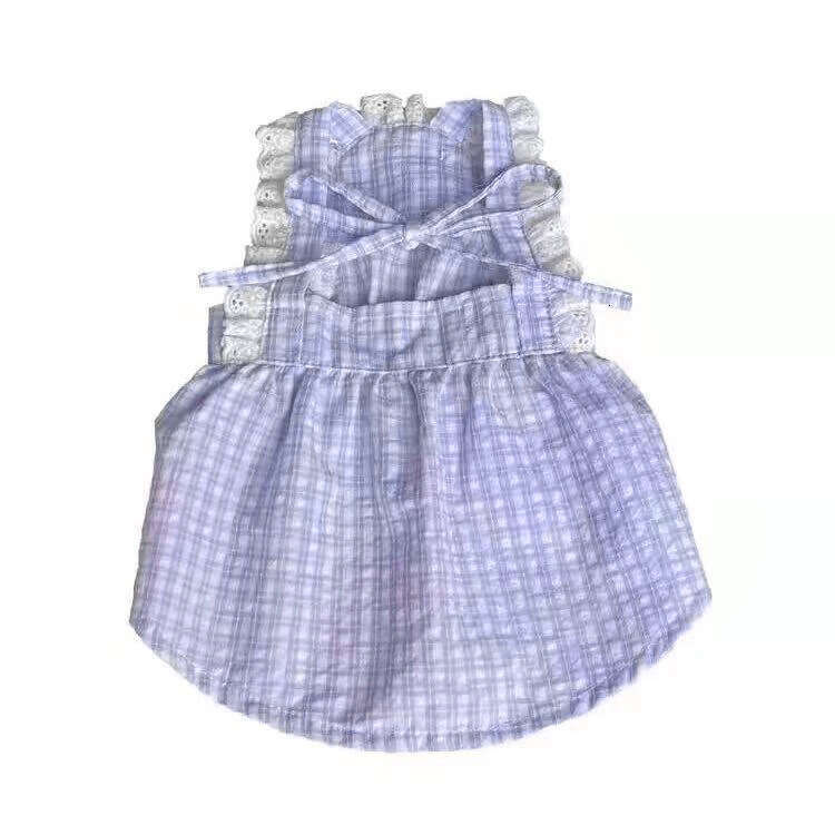 New Pet Spring Summer Autumn Plaid Strap Suitable for Teddy Bichon Dogs Cats Thin Princess Dress