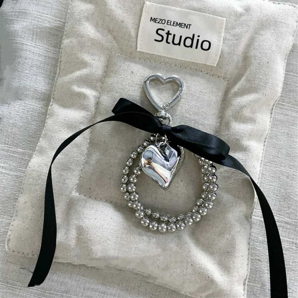 Black Ribbon Bowknot Love Keychain Bag Decoration Cellphone Pendant Accessory for Women and Girls Lanyard Keyring Camera Strap Jewelry G250802