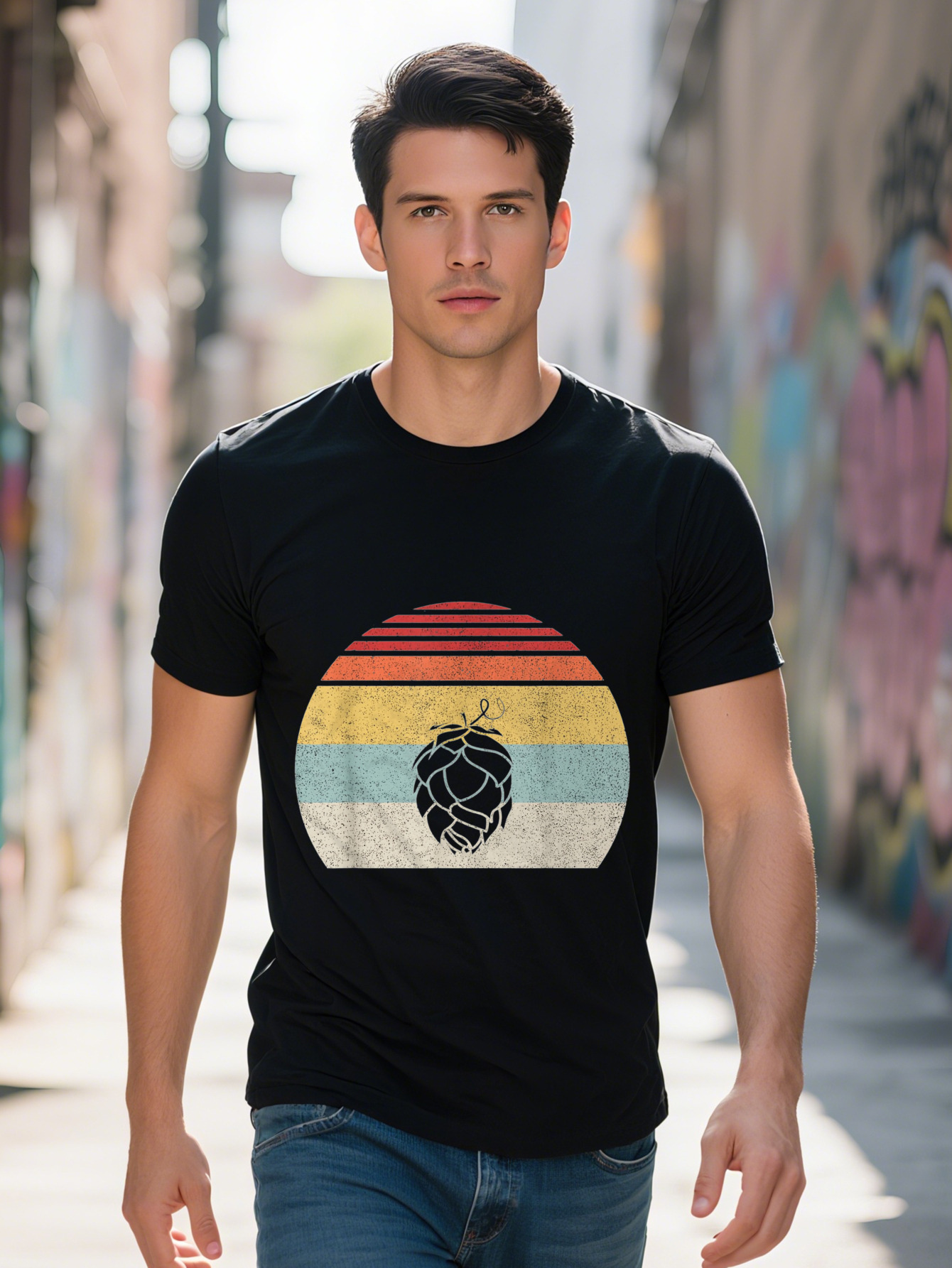 Men s Vintage Retro IPA Homebrew Craft Beer Hops T-Shirt Cotton Crew Neck Short Sleeve Tee Casual All Seasons d09d4