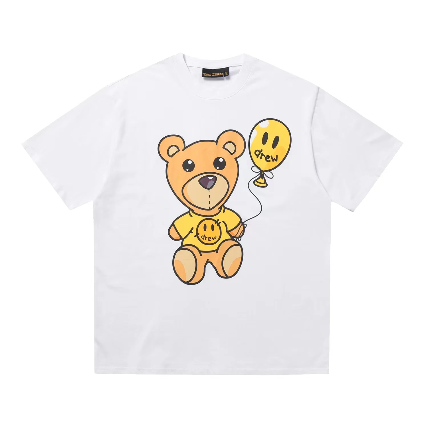 DREW HOUSE New Men's Clothing Cartoon Bear printed T shirt men's and women's loose short sleeve T-shirt Designer luxury