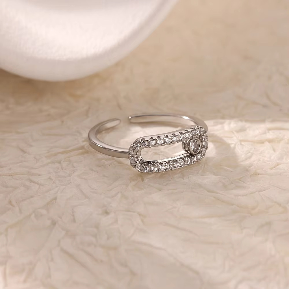Free Shipping 2025 New Designer Jewelry 18K Gold Plated Full Diamond Titanium Steel Non-fading Open Ring Women Zircon Leaf Ring Women High-end Feel