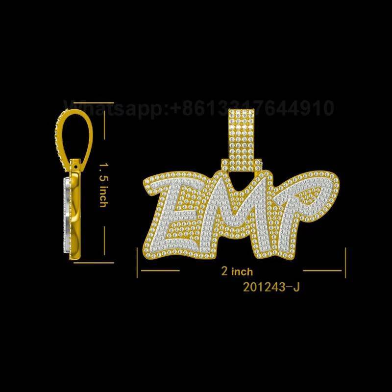 Hip Hop Full Iced Out S925 Two-Tone Moissanite Diamond Letter Customized With Own Pendant Necklace