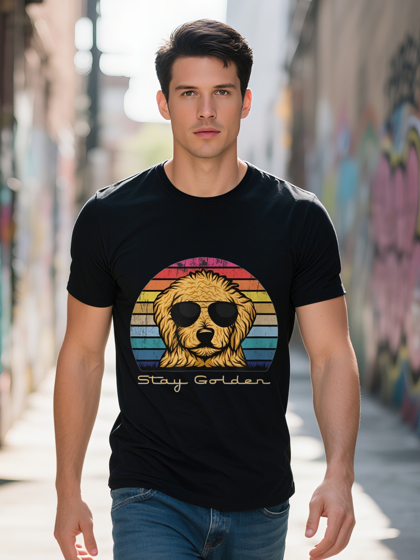Stay Golden Dood Doodle Goldendoodle T Shirt Cotton g 0c57e