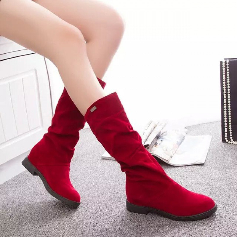 Versatile brushed women's inner height increasing boots, round toe mid heeled short boots, spring autumn winter Martin boots, British women'