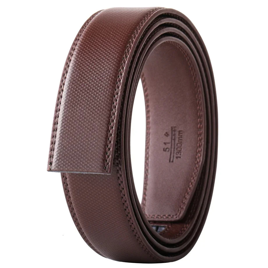 No Buckle 3.5cm Width Cowskin Genuine Leather Belt Men Without Automatic Buckle Strap Male Black Brown Blue Gray White B509 250730