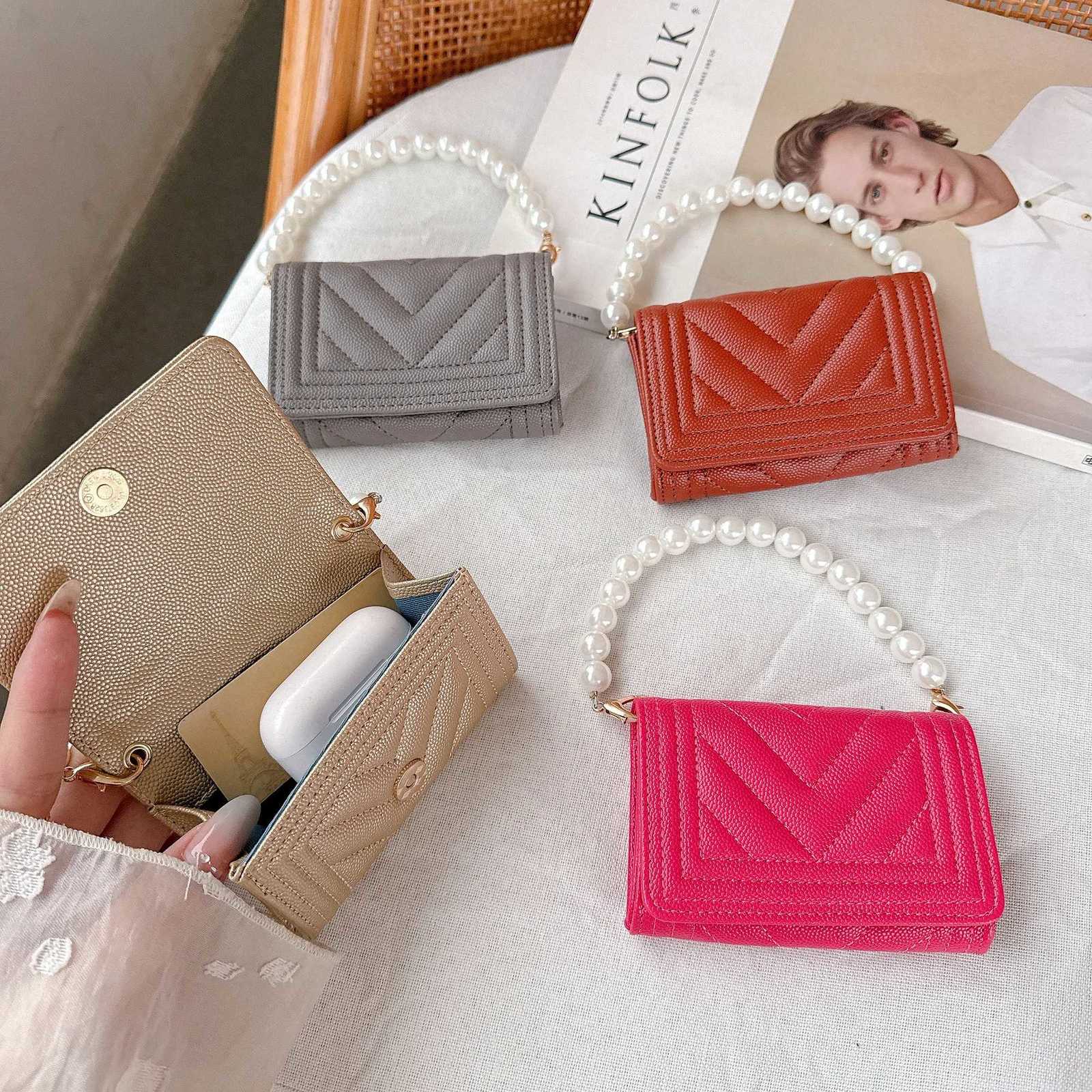 Pebbled V Quilt Card Case Small Wallet Clip PU Mini Handbag Small Square Bag for Women Mini Credit Card Wallet Purse Card Holders G250802