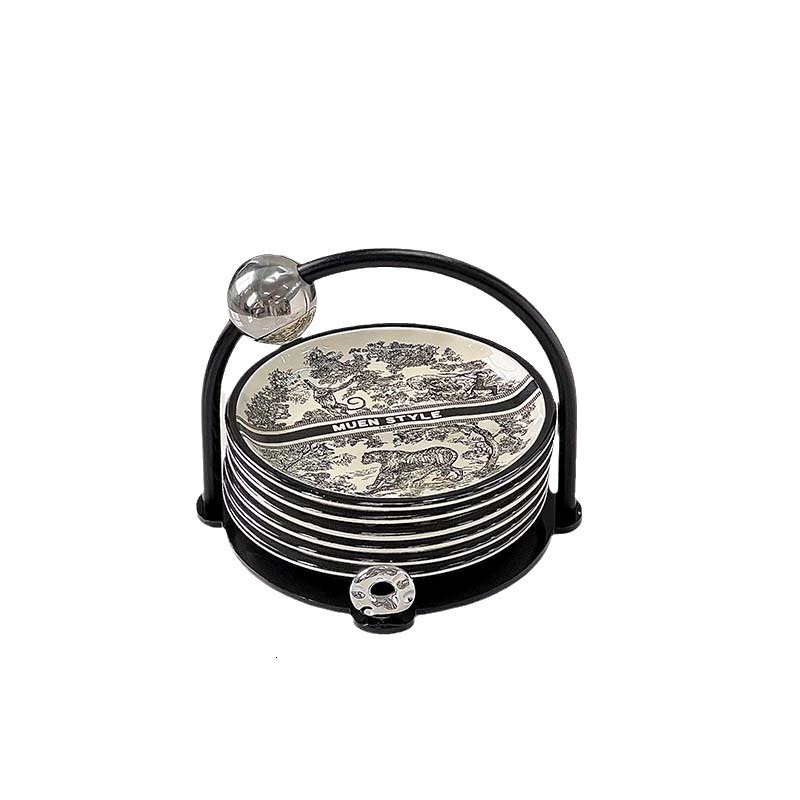 Light Luxury Ceramic Bone Dish Set with Ink Painting Design, Multi-purpose Small Household Fruit Plates, Can Be Used as Gifts