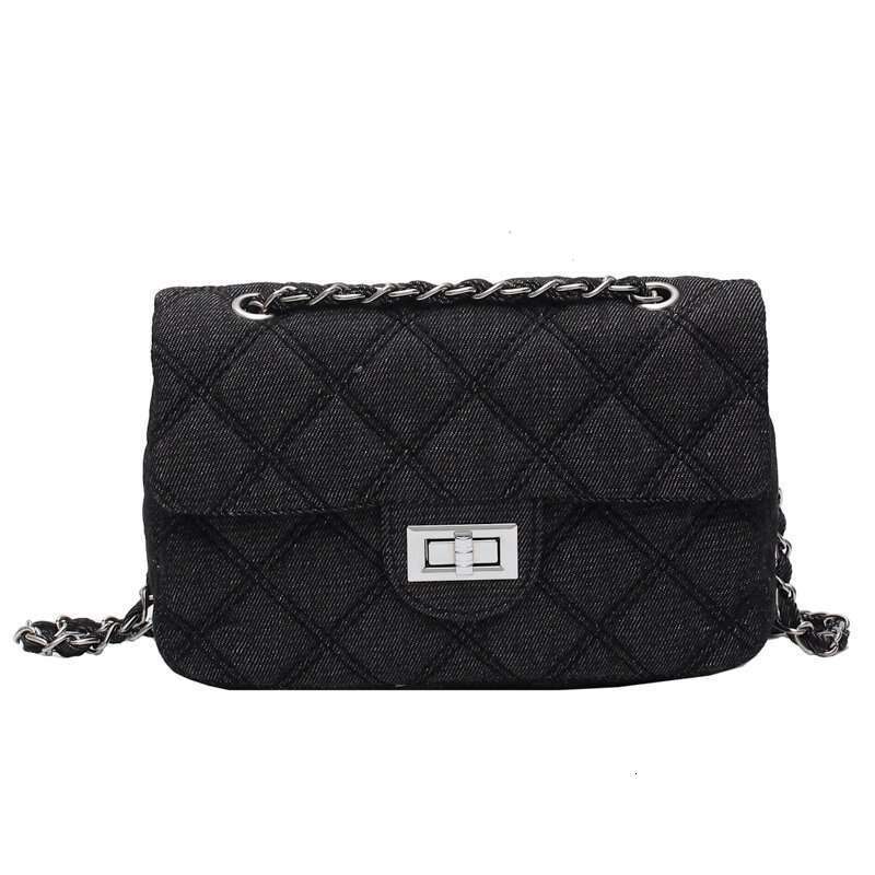 2025 Korean Style New Women's Fashionable Simple designer Denim Shoulder Classic Embroidered bags Quilted Chain Crossbody Bag
