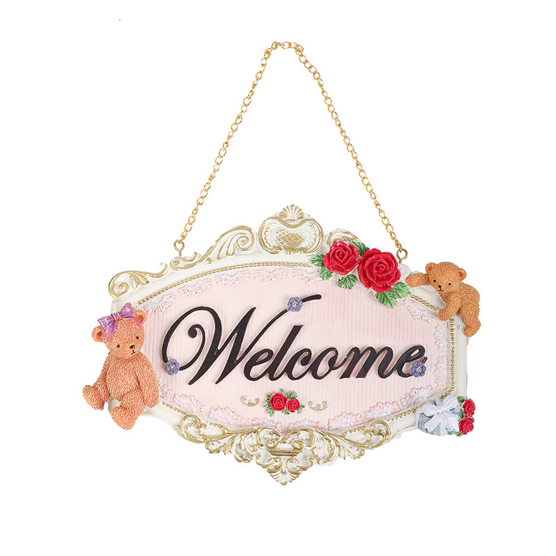 European Style Creative Wall Hanging Sign Store Welcome Pendant Resin Home Decoration