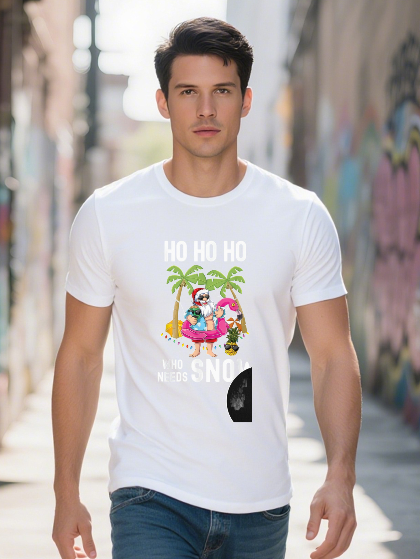 Christmas Palm Tree Santa Surfing Summer Beach Vacation Men Leisure And Comfort T Shirt ad049