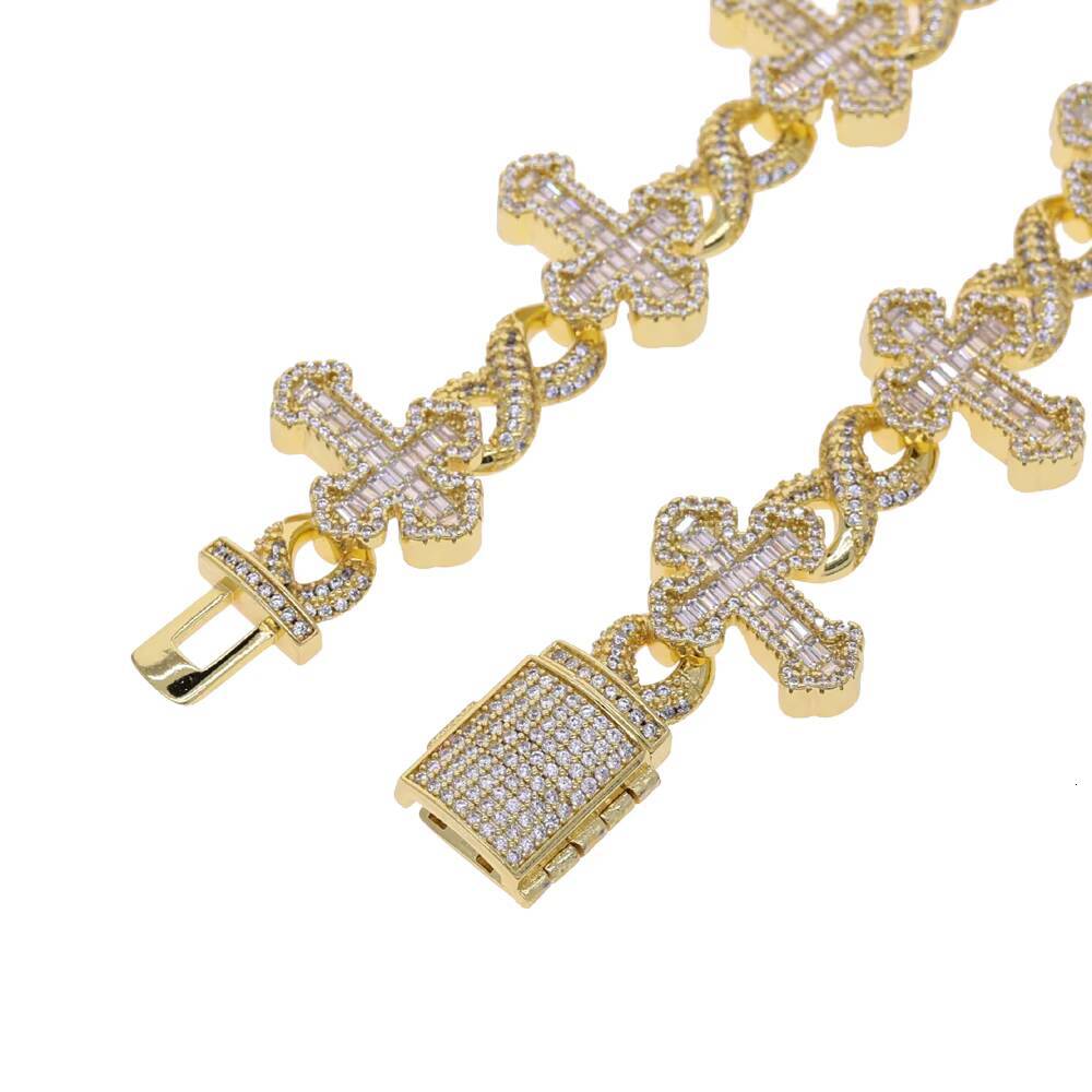 Cross Infinity Cuban Chain Necklace Full Pave 5A Cubic Zirconia Bling Iced Out Hip Hop 2025 New Arrival Jewelry