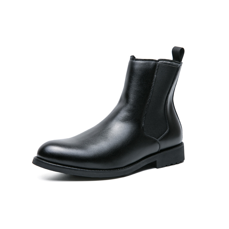 Chelsea men's boots high top casual leather shoes British style with men fashion pointy Martin boots men