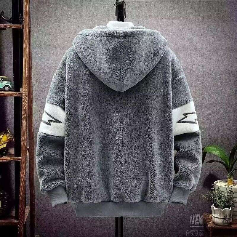 Lamb Fleece Men's Winter Thick Korean Edition Rascal Handsome Loose Couple Trendy Brand Warm Coat Cotton Clothes
