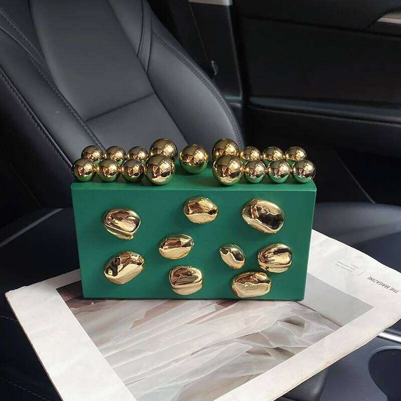 Fashion Metal Rivets Women Evening Clutch Shoulder Bag Wedding Purse Party Crossbody Day Box Date Girl