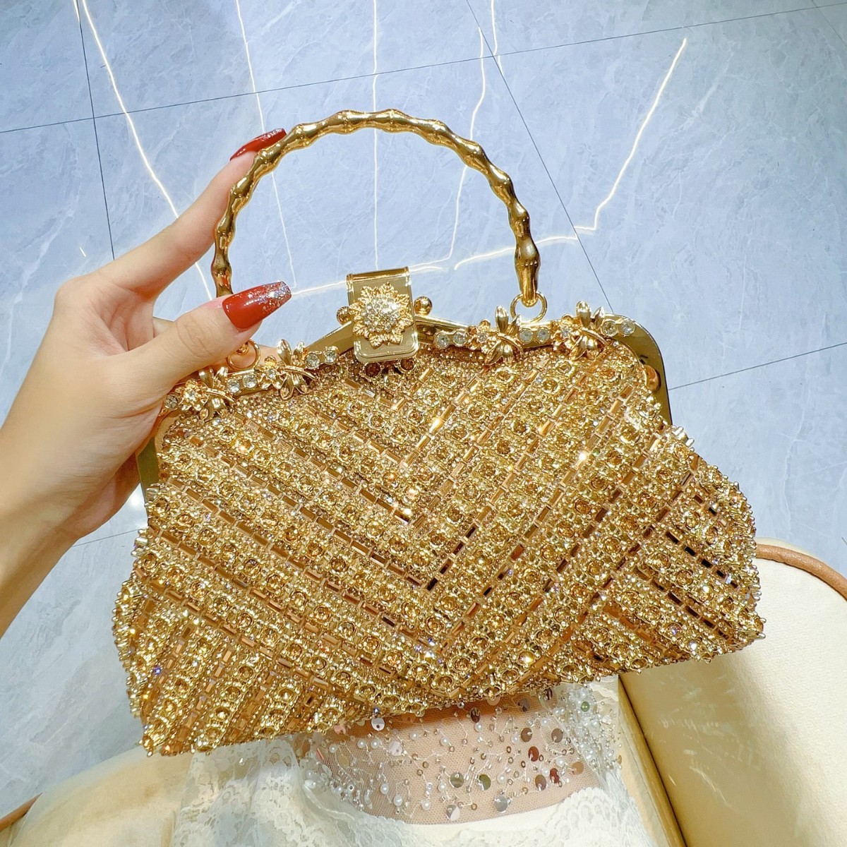 Free delivery bags designer women Luxury Bag tote bag wallet purse puff channeled bag Diamond handbag with chain inlay