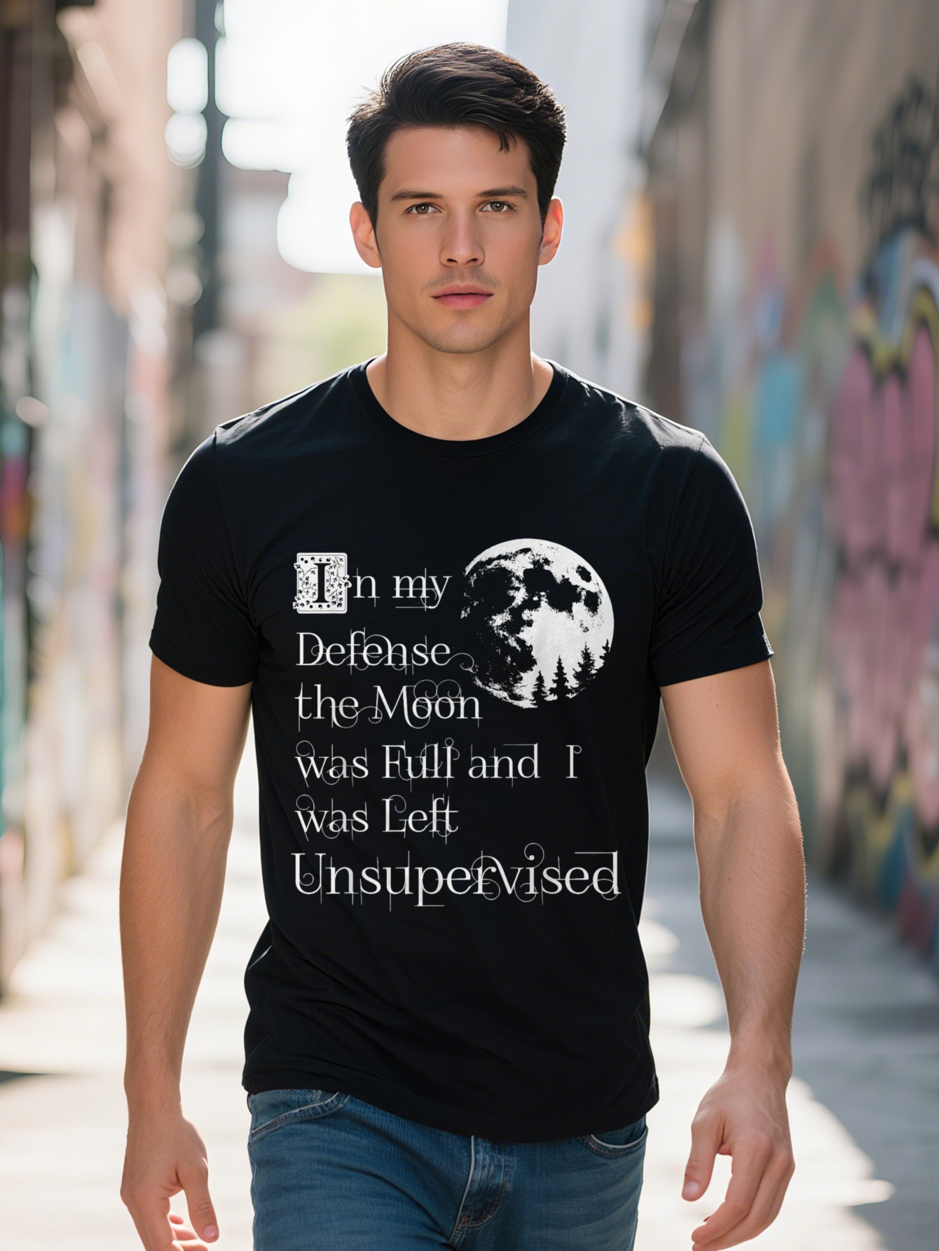 Halloween Full Outer Space Science Graphic Tee Cotton Short Sleeve Crew Neck Casual Fit Black with White Text d371a e7565