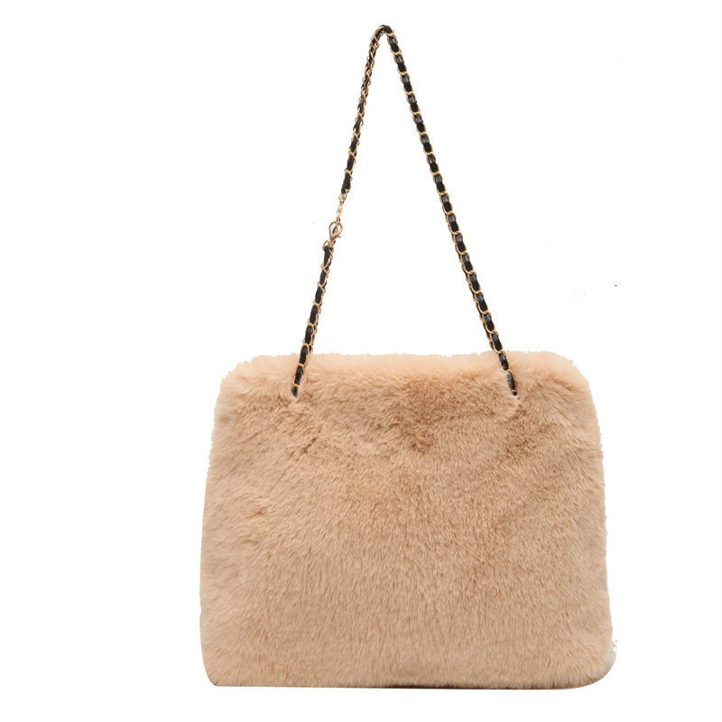 Autumn and Winter Large Capacity Fluffy Bag Womens Bag Trendy Chain Crossbody Bag Fluffy Bucket Bag 250804