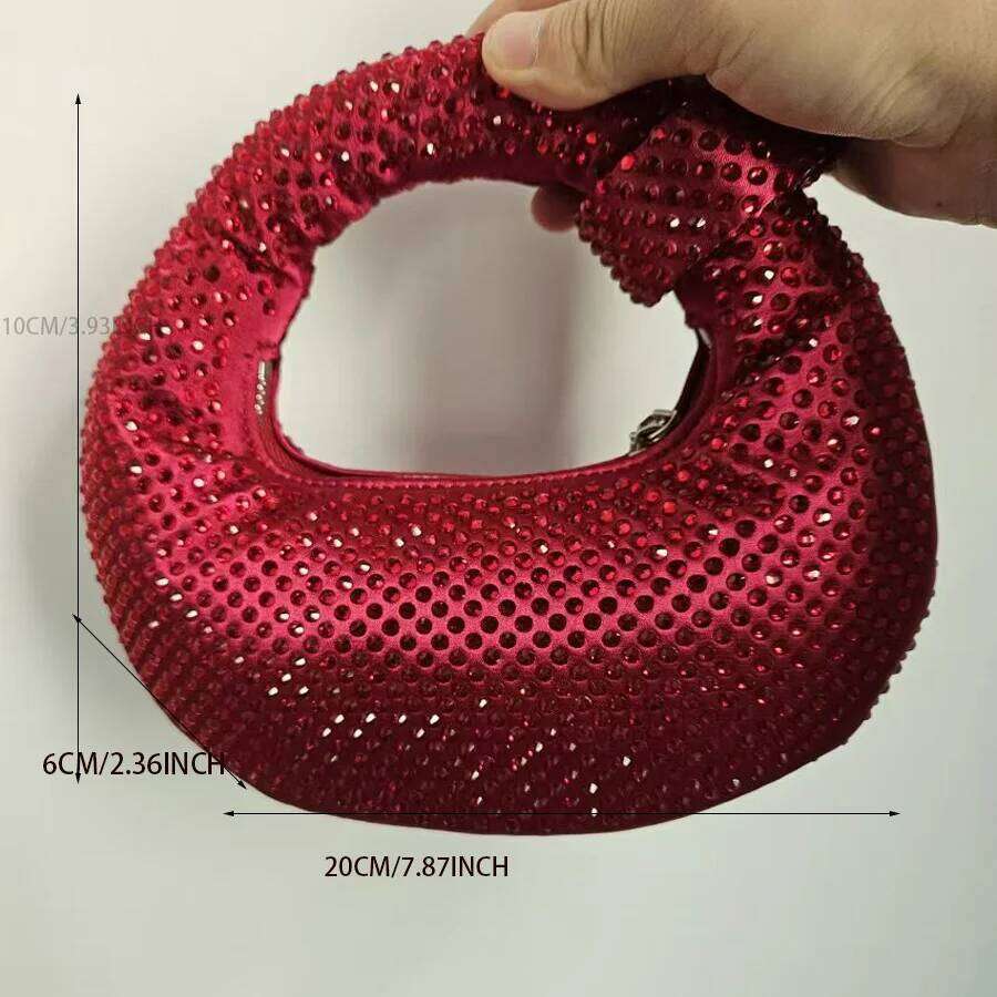 Red Evening Mini Purse Handbag Knot Rhinestone Wedding Bridal Bags For Women
