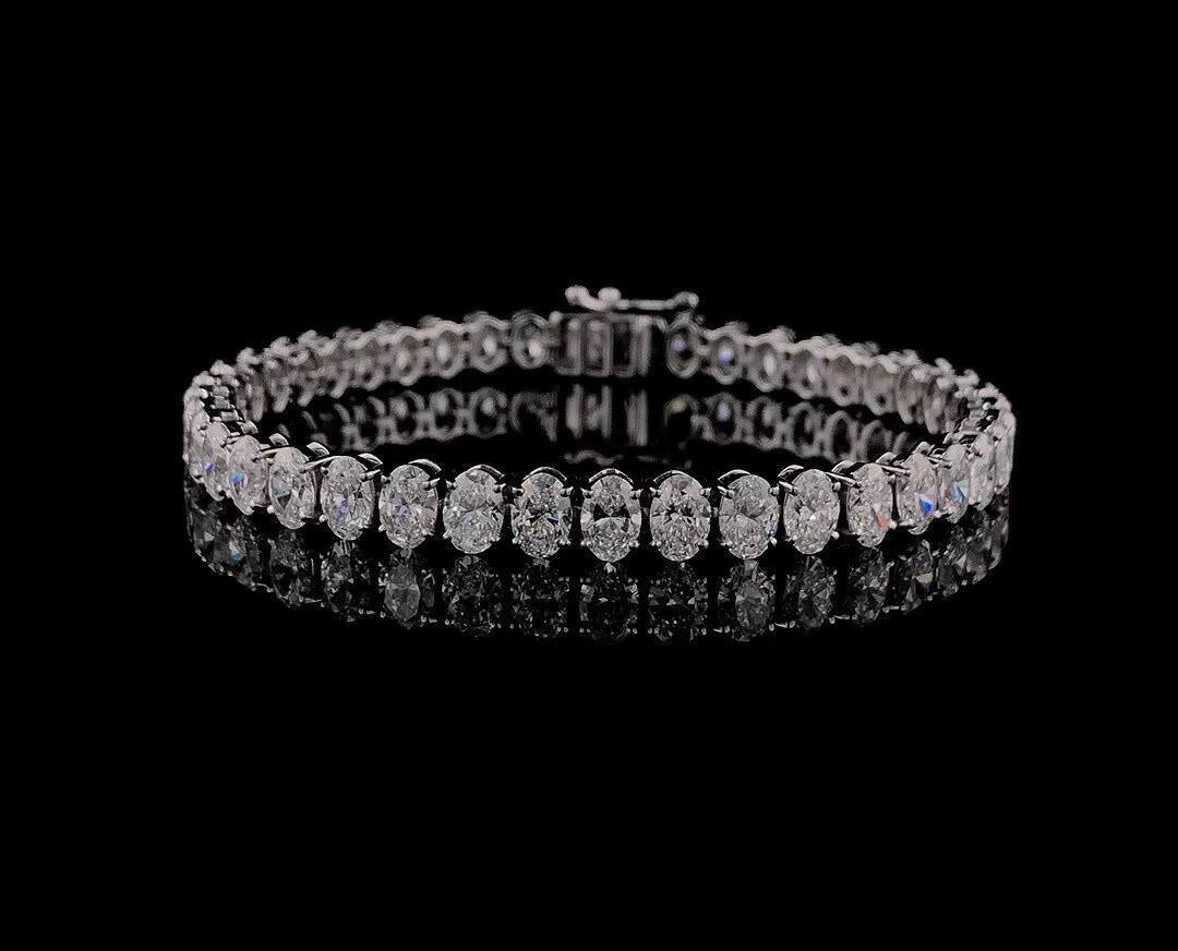VOAINO 18K 14K 9K Gold 0.2CT Oval Cutting Luxury HPHT Lab Grown Diamond Cut Tennis Bracelet