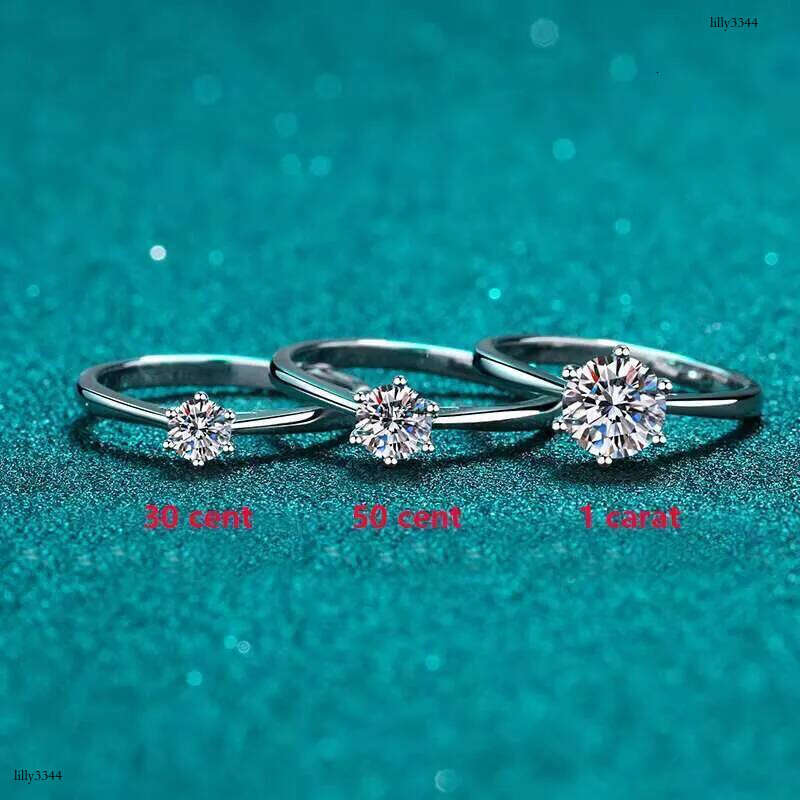 DHCollections NewNice Sterling Sier Rings 30/50/100/200 Points 6 Claw Design Fine Jewelry Moissanite Ring 1 Piece Size Adjustable