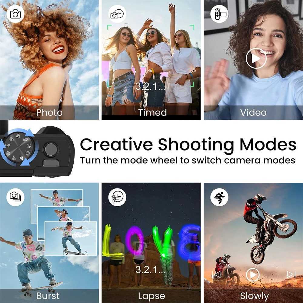 5K Digital Camera for Photography and 18X Digital Zoom Camera 75 MP Compact Video Recorder 180 Flip Screen Selfie WiFi Webcam X250804