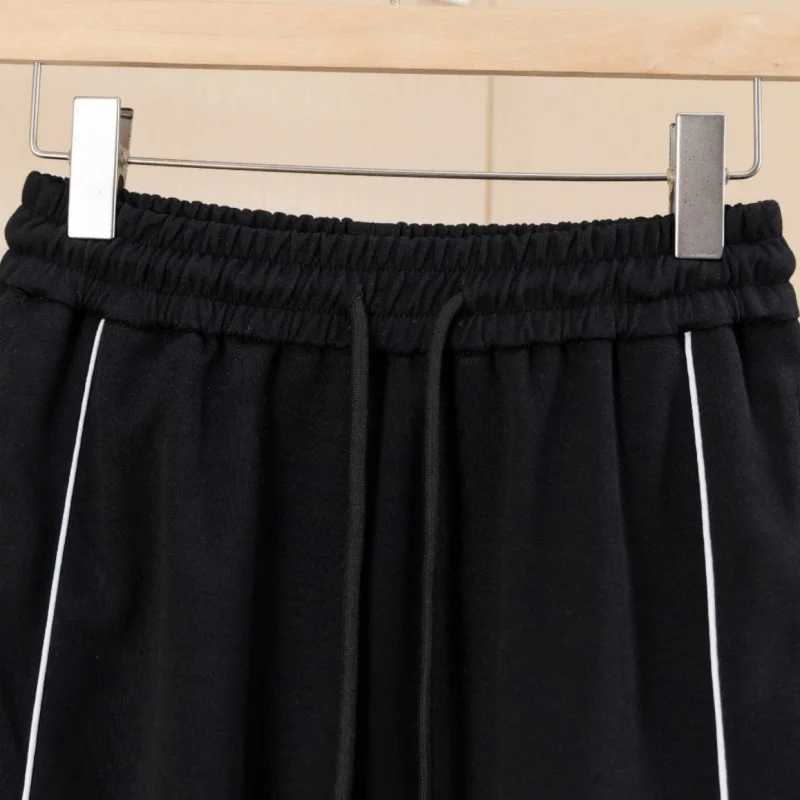 Pearl Slogan Stitching Silhouette Goodbrand Sweatpants Fashion Street Casual Drawstring Pants Men Women Black Trousers X250804