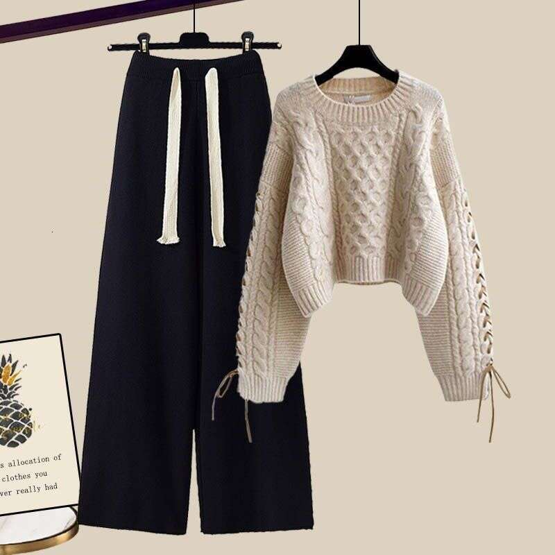 Women's Clothing Autumn Winter New Style Knitted Sweaters For Women, Loose And Slim Casual Pants, Two Piece Suits