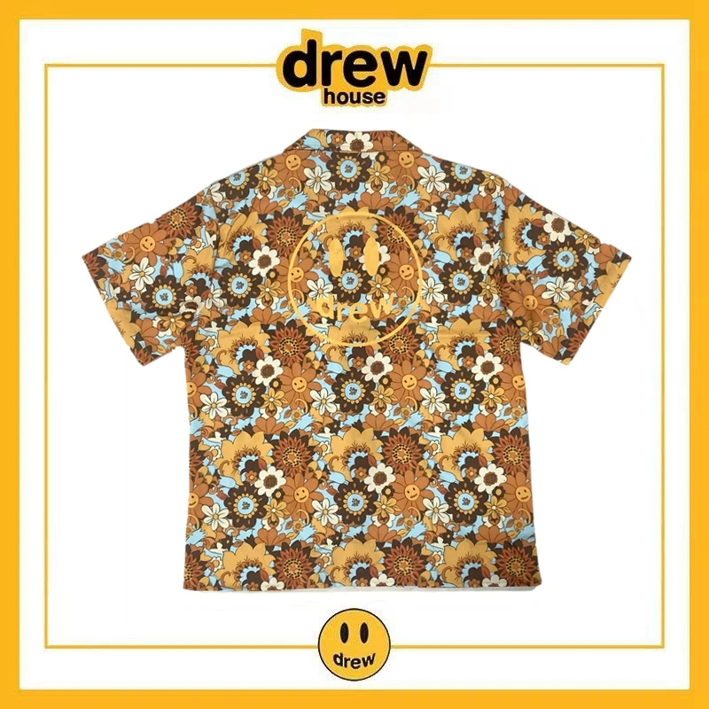 DREW HOUSE New Men's Clothing Daisy shirt men's trendy brand Loose couple Hawaiian Cuban collar half-sleeved shirt