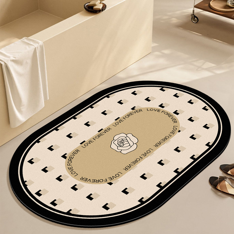 Light Luxury French Style Bathroom Mat Toilet Door Absorbent Quick-Dry Non-Slip Diatomaceous Earth Mat 250804