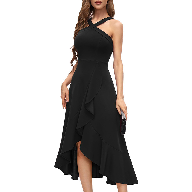 2025 European and American new camisole cocktail party women's S dress dance formal wedding bridesmaid pleated dress fashion new designer dress